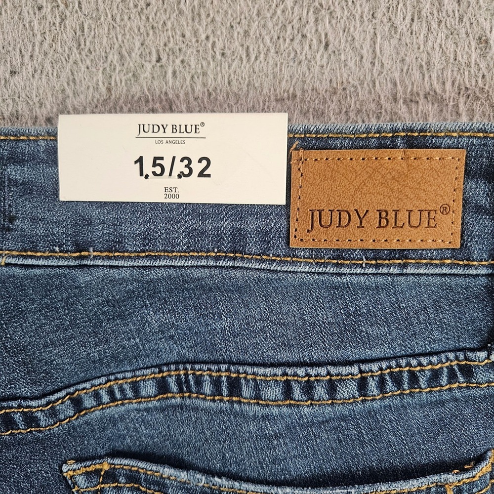 Judy Blue Skinny Jeans Womens 15/32 Mid Rise Tuxedo Stripe Blue Denim NEW NWT
